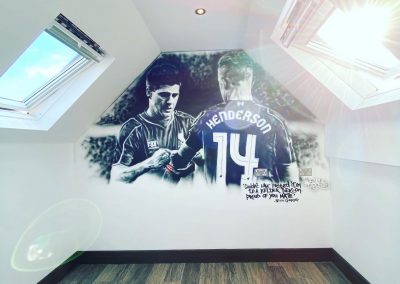 042-Hotel-Bedroom-with-football-themed-graffiti-art-on-the-wall