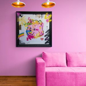 Pink Room with Care Bears Cheer Bear Luxury Framed Print