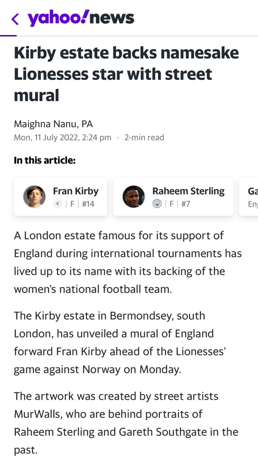 Fran Kirby media coverage