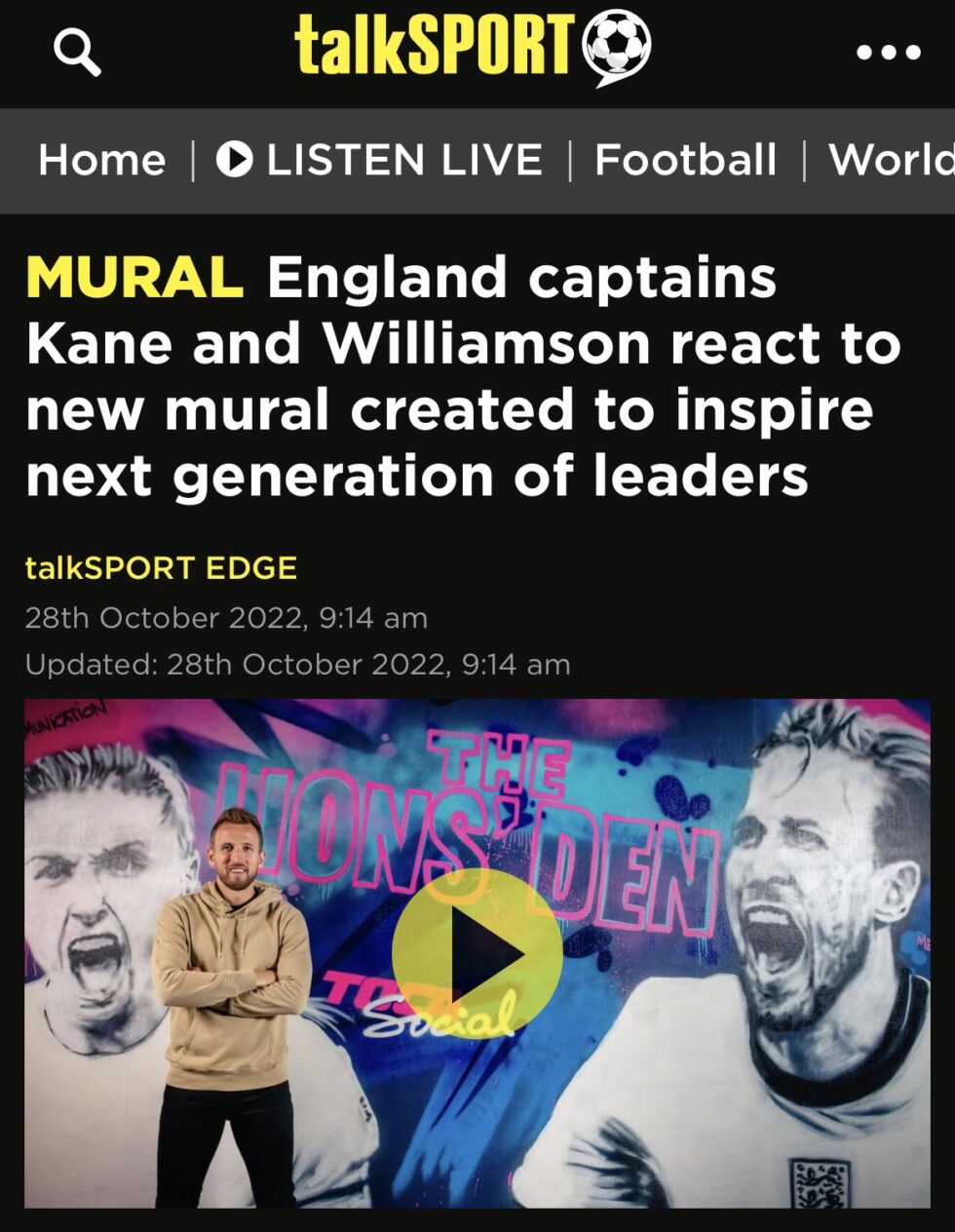 England captains react to new mural created to inspire